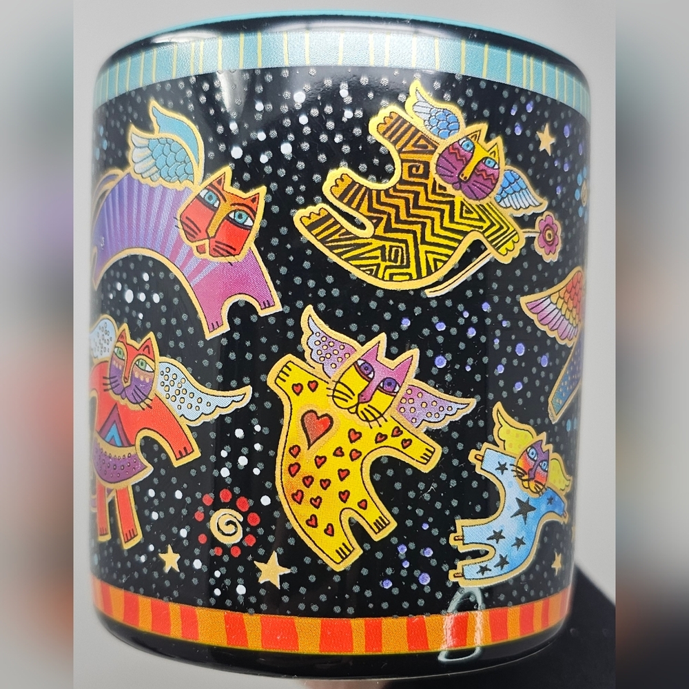 Rare Laurel Burch Wine Things Fabulous Felines Whimsical 2009 Ceramic Mug Cats - Picture 4 of 12